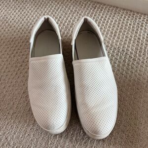 Vince White Perforated Slip-On Sneakers